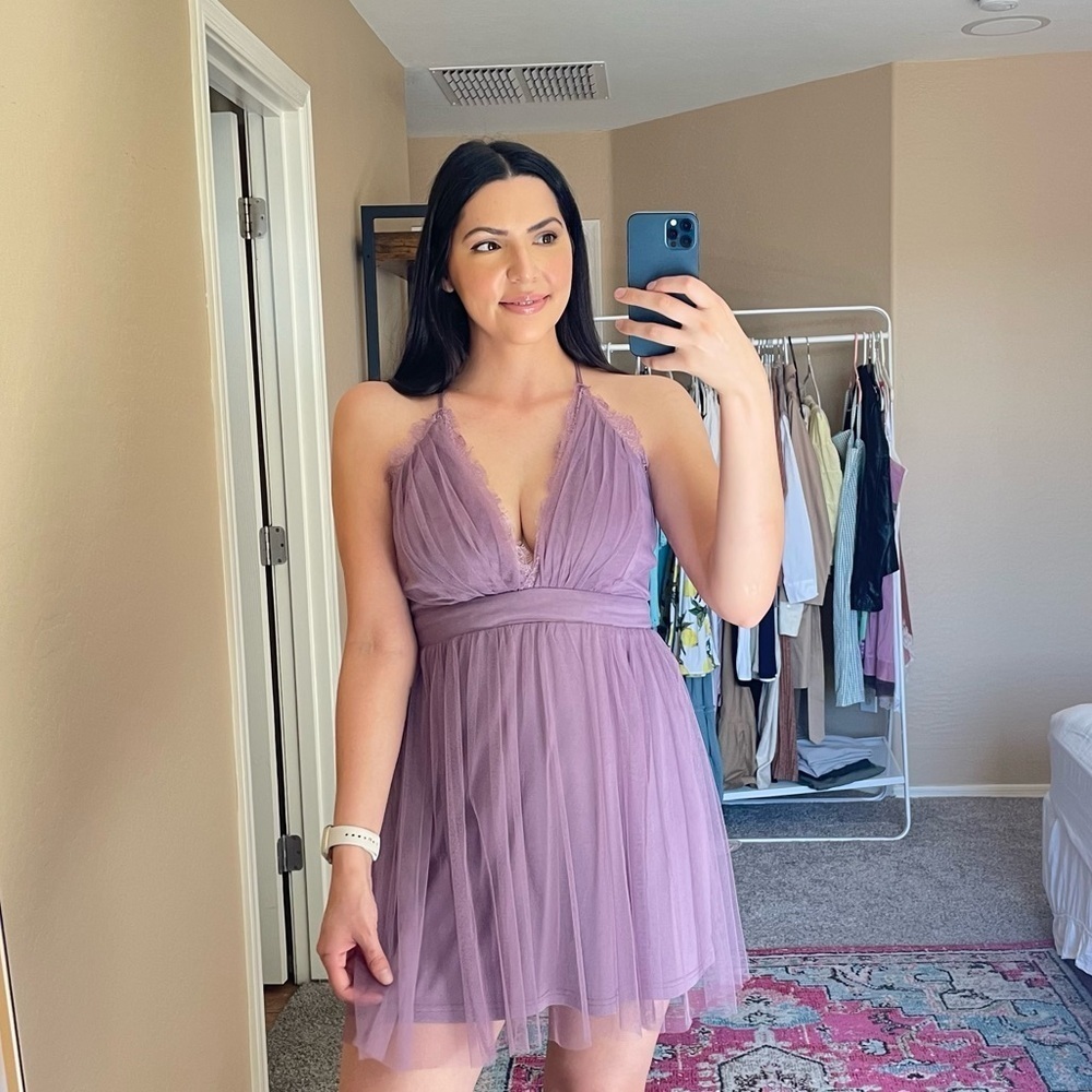 Windsor Purple Tulle Babydoll dress